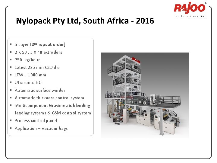 Nylopack Pty Ltd, South Africa - 2016 § 5 Layer (2 nd repeat order)