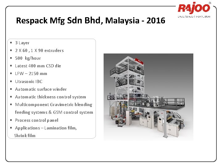 Respack Mfg Sdn Bhd, Malaysia - 2016 § 3 Layer § 2 X 60