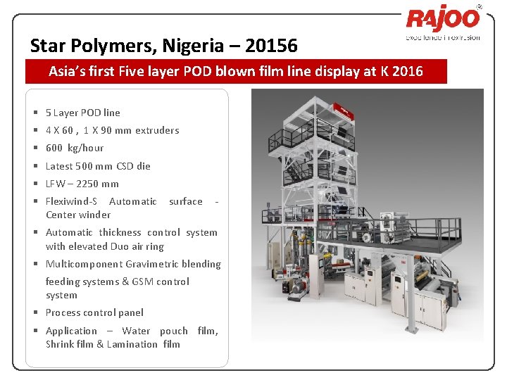 Star Polymers, Nigeria – 20156 Asia’s first Five layer POD blown film line display