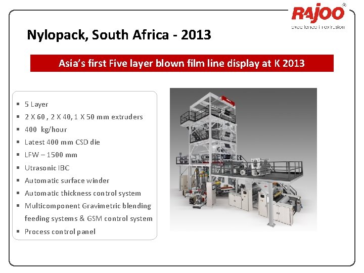Nylopack, South Africa - 2013 Asia’s first Five layer blown film line display at