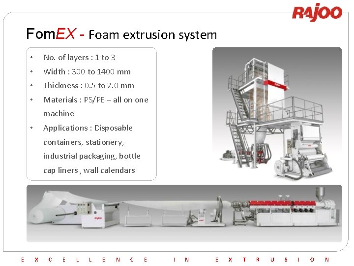 Fom. EX - Foam extrusion system • No. of layers : 1 to 3