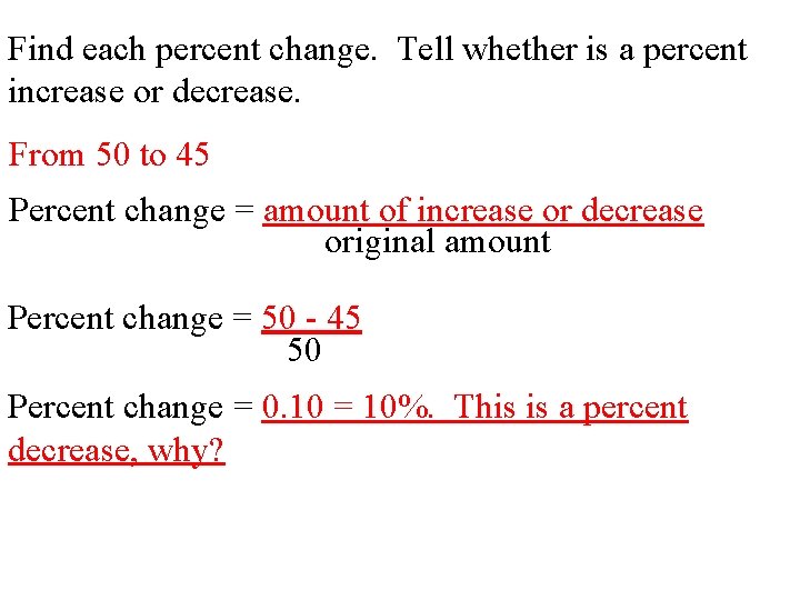 How To Find Percent Of Decrease Percent Of Change Kate S Math Lessons