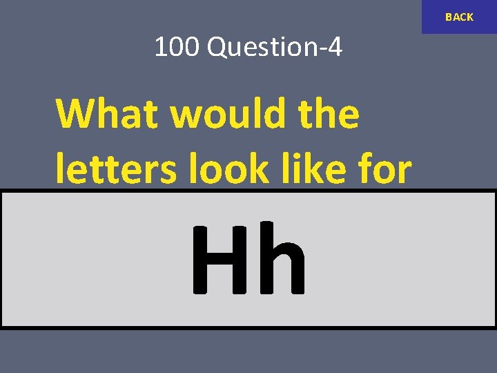 BACK 100 Question-4 What would the letters look like for an individual that is