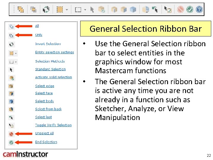 Selection Off Ribbon Welcome Lesson 1 Part 1 Computer Aided Manufacturing