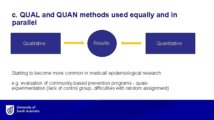 c. QUAL and QUAN methods used equally and in parallel Qualitative Results Quantitative Starting