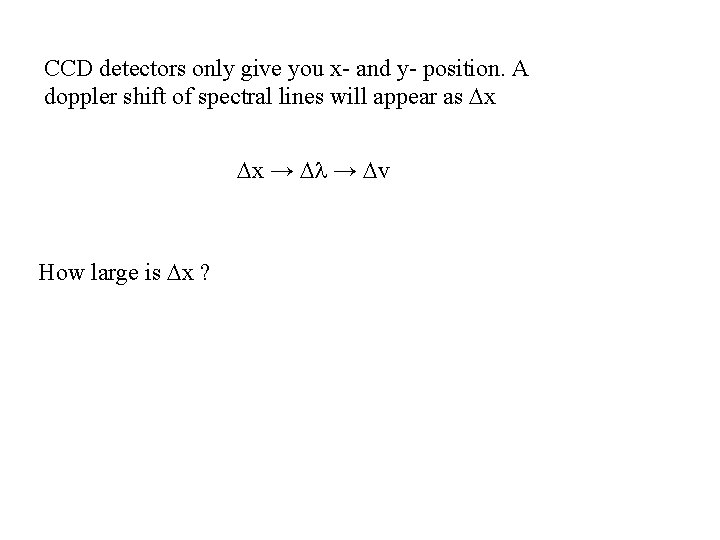 CCD detectors only give you x- and y- position. A doppler shift of spectral