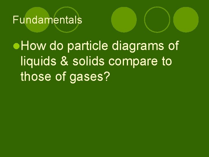 Fundamentals l. How do particle diagrams of liquids & solids compare to those of