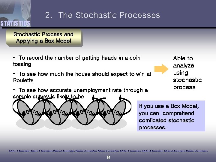 2. The Stochastic Processes STATISTICS Stochastic Process and Applying a Box Model • To