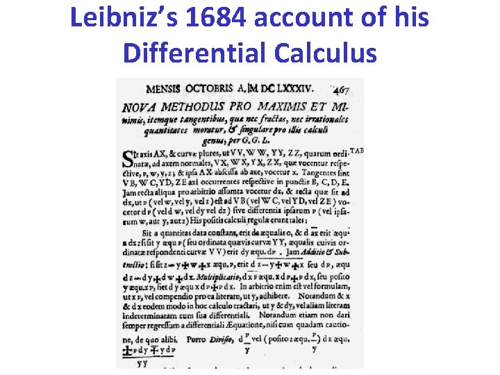Leibniz’s 1684 account of his Differential Calculus 