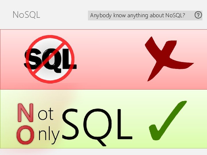 No. SQL Anybody know anything about No. SQL? 