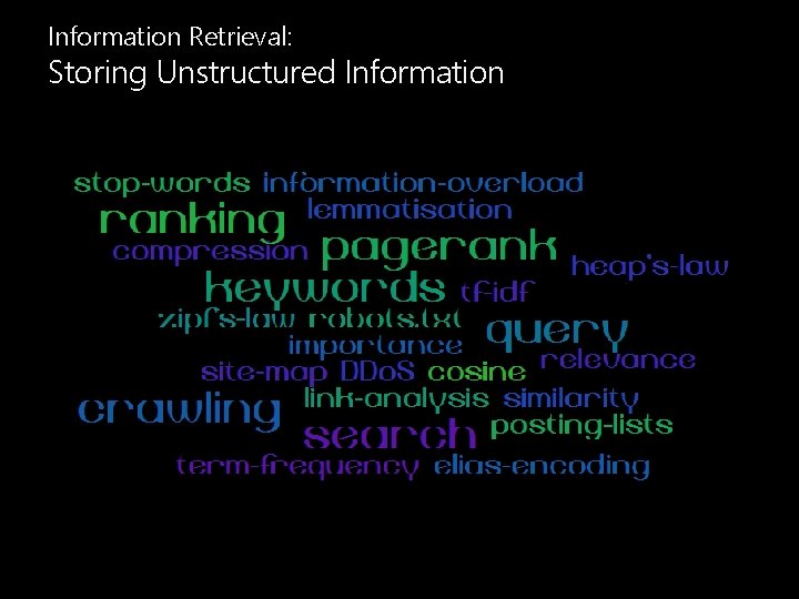 Information Retrieval: Storing Unstructured Information 