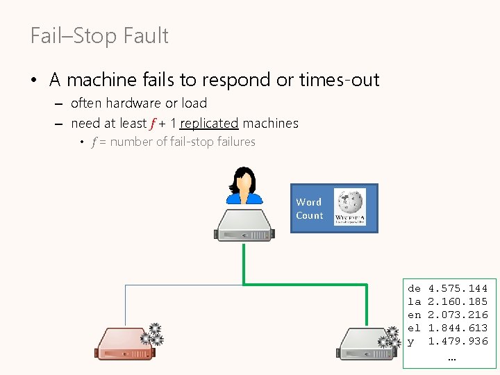 Fail–Stop Fault • A machine fails to respond or times-out – often hardware or