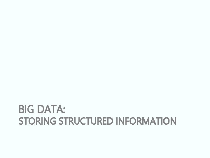 BIG DATA: STORING STRUCTURED INFORMATION 