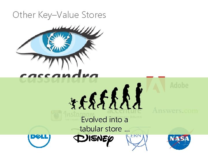 Other Key–Value Stores Evolved into a tabular store … 