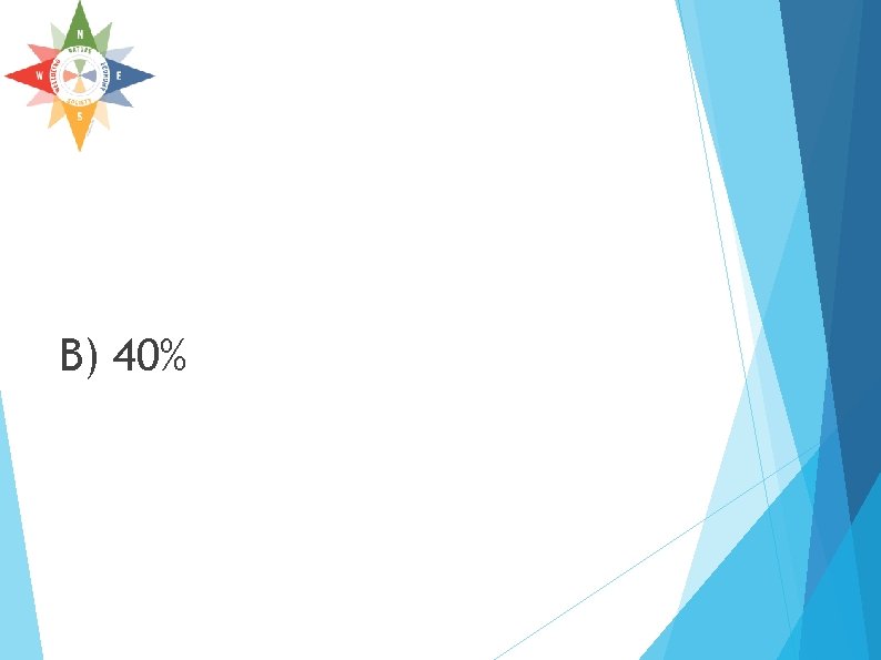 B) 40% B) 40%