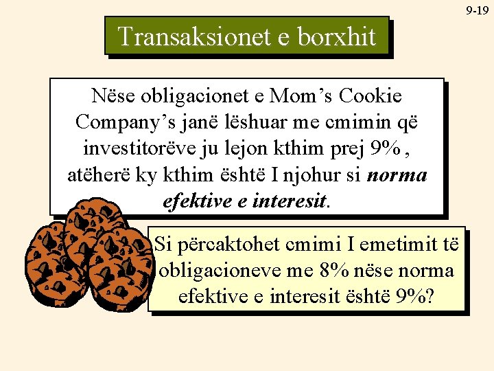 9 -19 Transaksionet e borxhit Nëse obligacionet e Mom’s Cookie Company’s janë lëshuar me