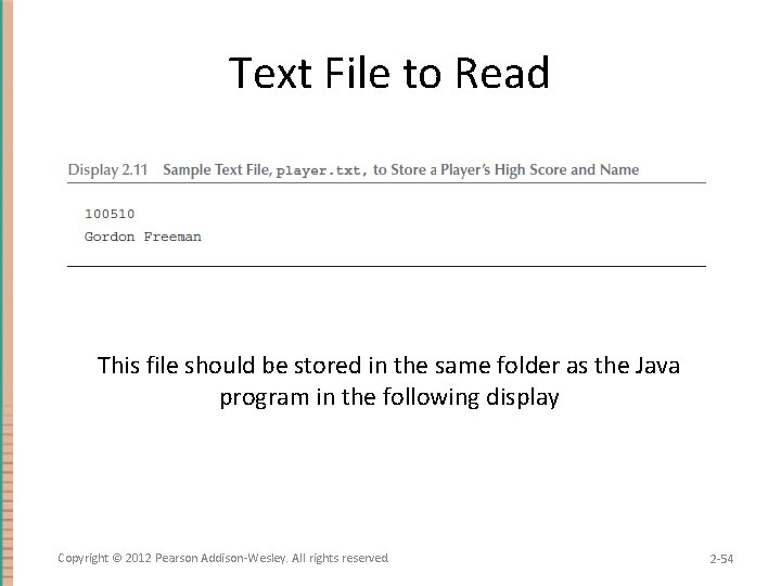 Text File to Read This file should be stored in the same folder as