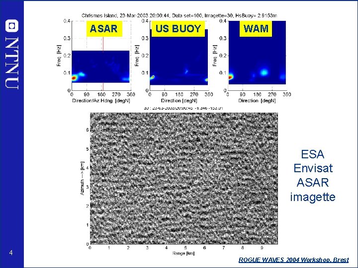 ASAR US BUOY WAM ESA Envisat ASAR imagette 4 ROGUE WAVES 2004 Workshop, Brest