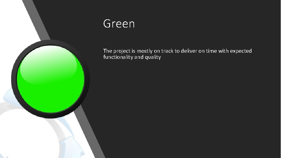 Green The project is mostly on track to deliver on time with expected functionality