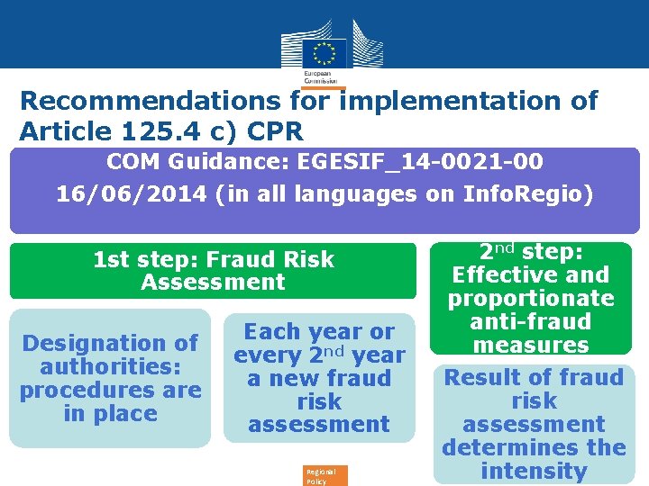 Recommendations for implementation of Article 125. 4 c) CPR COM Guidance: EGESIF_14 -0021 -00 Recommendations for implementation of Article 125. 4 c) CPR COM Guidance: EGESIF_14 -0021 -00