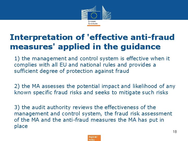 Interpretation of 'effective anti-fraud measures' applied in the guidance • 1) the management and Interpretation of 'effective anti-fraud measures' applied in the guidance • 1) the management and