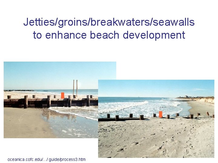 Jetties/groins/breakwaters/seawalls to enhance beach development oceanica. cofc. edu/. . . / guide/process 3. htm