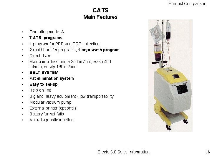 Product Comparison CATS Main Features • • • • Operating mode: A 7 ATS