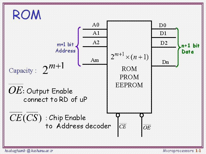 ROM m+1 bit Address A 0 A 1 D 0 D 1 A 2