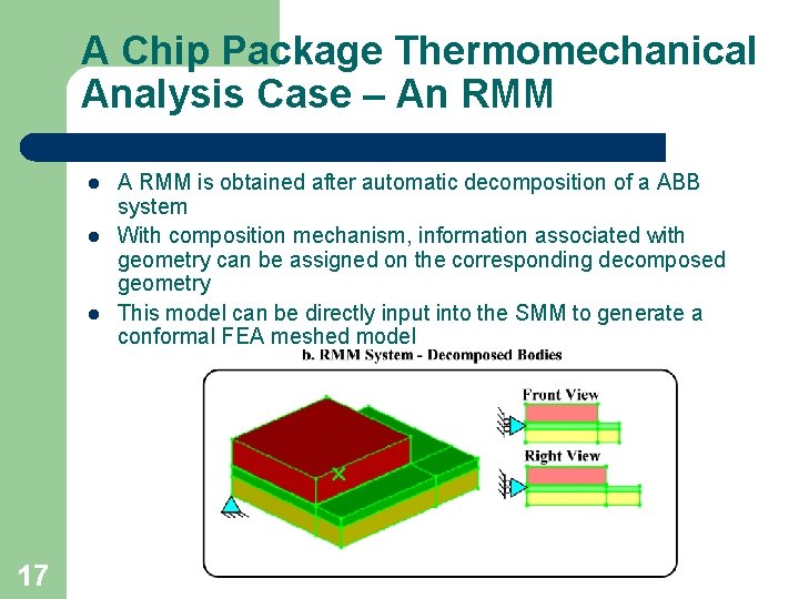 A Chip Package Thermomechanical Analysis Case – An RMM l l l 17 A