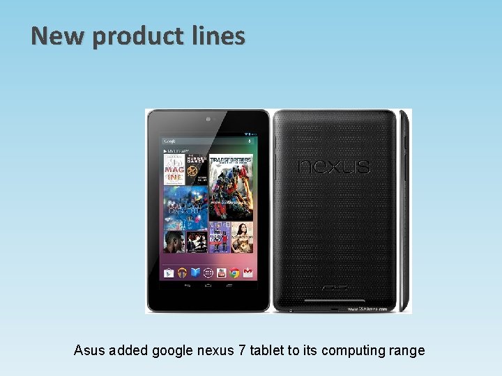 New product lines Asus added google nexus 7 tablet to its computing range New product lines Asus added google nexus 7 tablet to its computing range