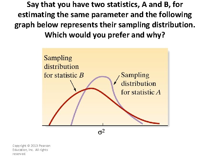 Say that you have two statistics, A and B, for estimating the same parameter Say that you have two statistics, A and B, for estimating the same parameter