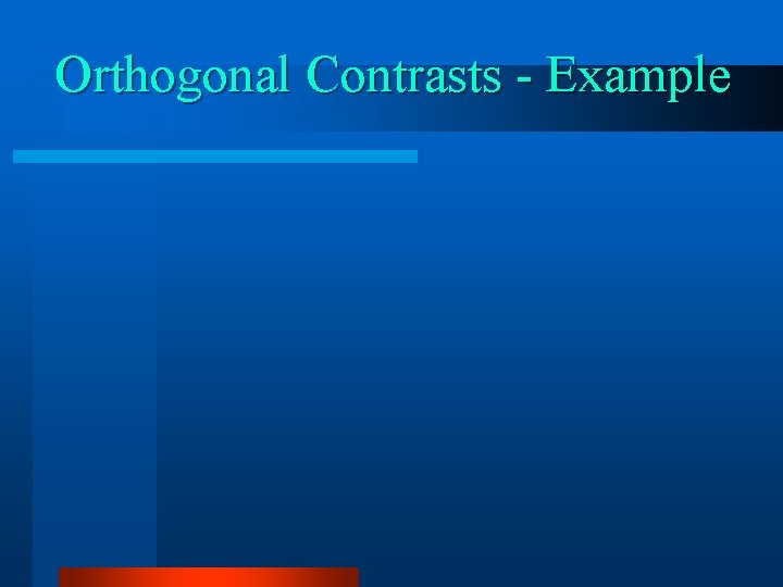 Orthogonal Contrasts - Example 