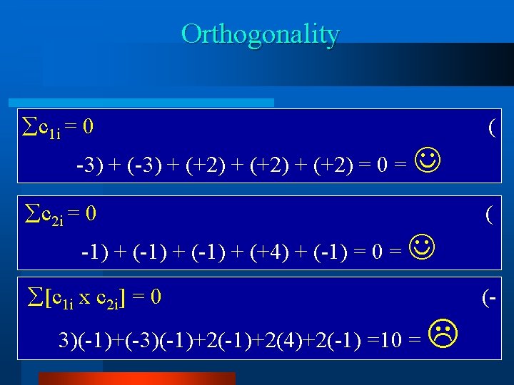 Orthogonality c 1 i = 0 ( c 2 i = 0 ( [c