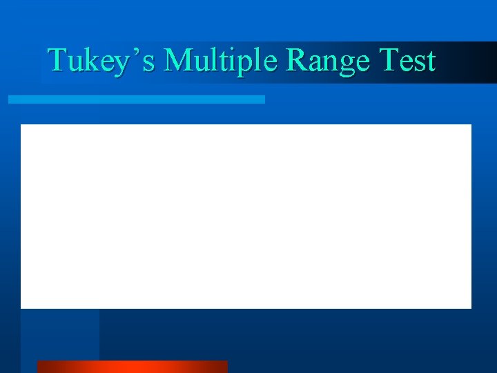 Tukey’s Multiple Range Test 