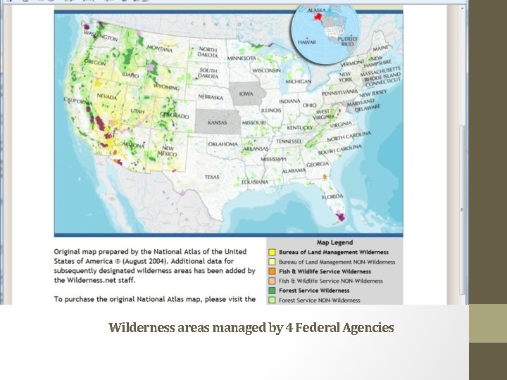 Wilderness areas managed by 4 Federal Agencies 