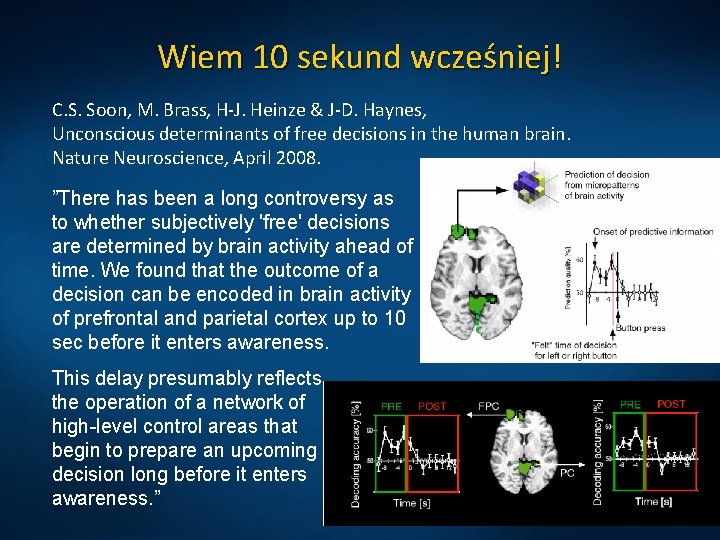 Wiem 10 sekund wcześniej! C. S. Soon, M. Brass, H-J. Heinze & J-D. Haynes,