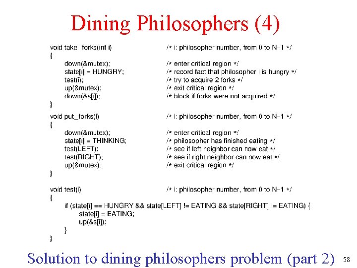 Dining Philosophers (4) Solution to dining philosophers problem (part 2) 58 