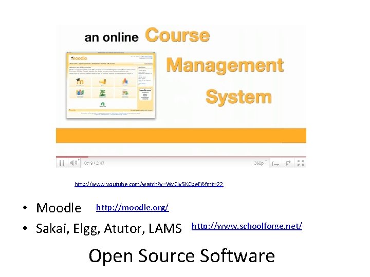 http: //www. youtube. com/watch? v=Wv. CIv 5 KCbe. E&fmt=22 • Moodle http: //moodle. org/ http: //www. youtube. com/watch? v=Wv. CIv 5 KCbe. E&fmt=22 • Moodle http: //moodle. org/