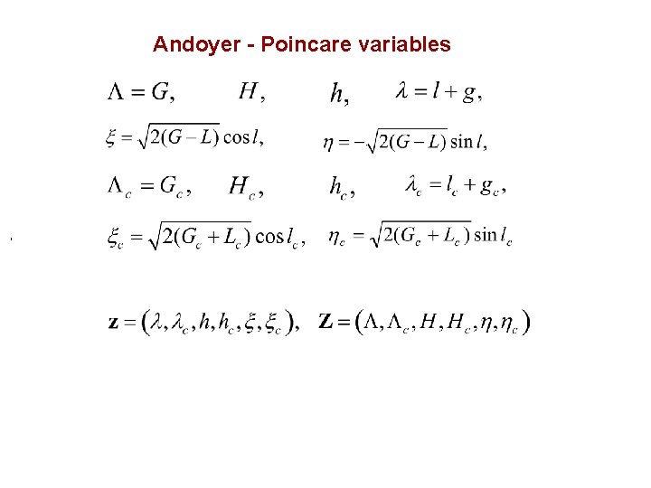 Andoyer - Poincare variables , Andoyer - Poincare variables ,