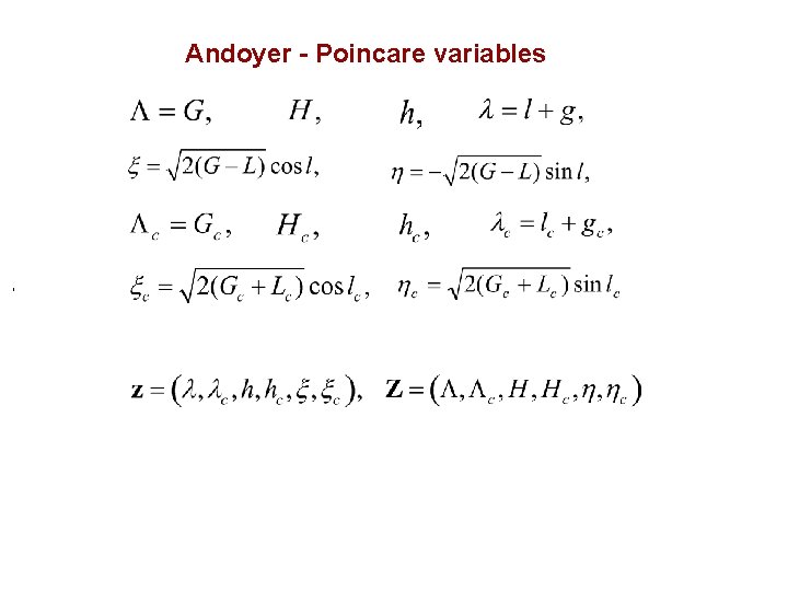 Andoyer - Poincare variables , 