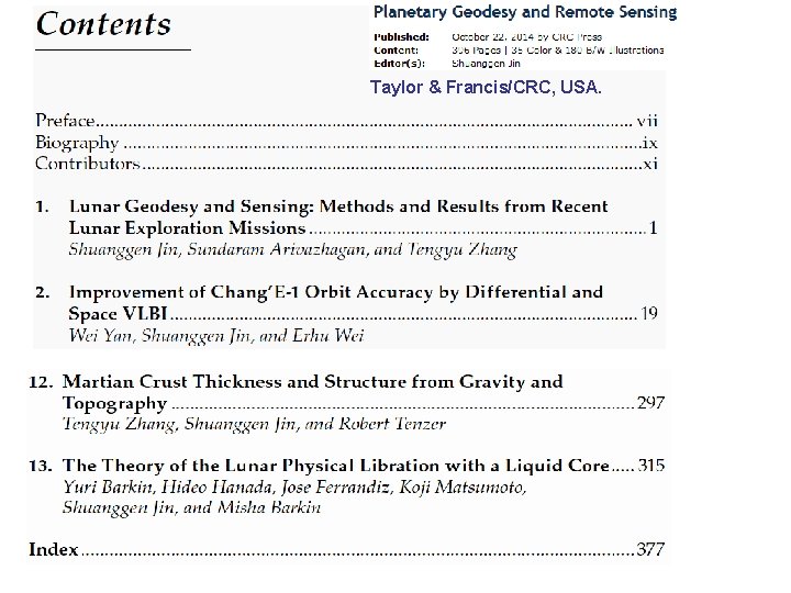 Taylor & Francis/CRC, USA. Taylor & Francis/CRC, USA.