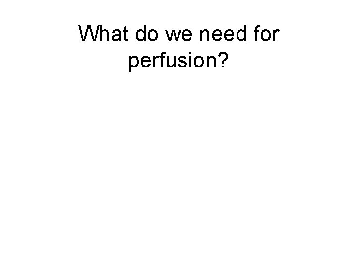 What do we need for perfusion? 