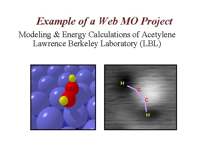 Example of a Web MO Project Modeling & Energy Calculations of Acetylene Lawrence Berkeley