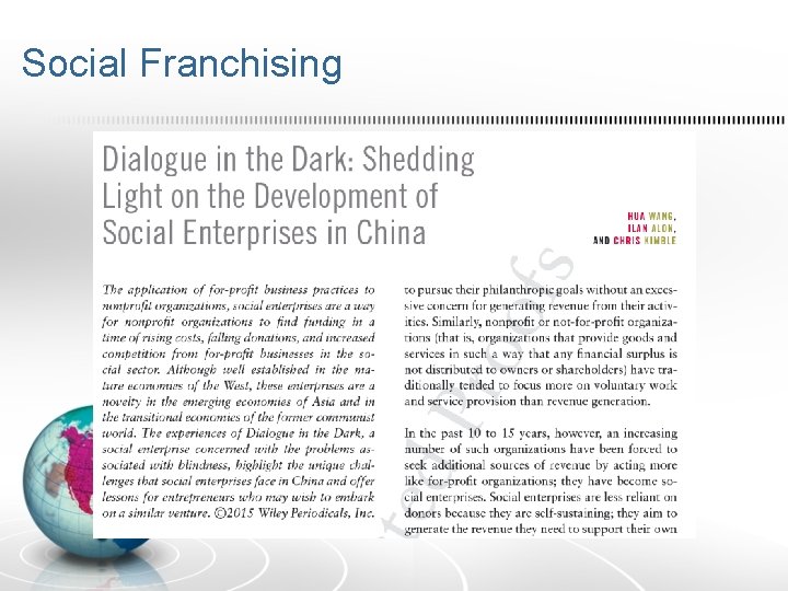 Social Franchising 