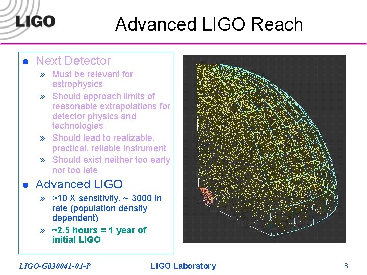 Advanced LIGO Reach l Next Detector » Must be relevant for astrophysics » Should