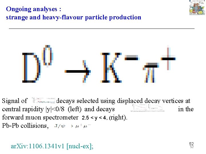 Ongoing analyses : strange and heavy-flavour particle production Signal of decays selected using displaced