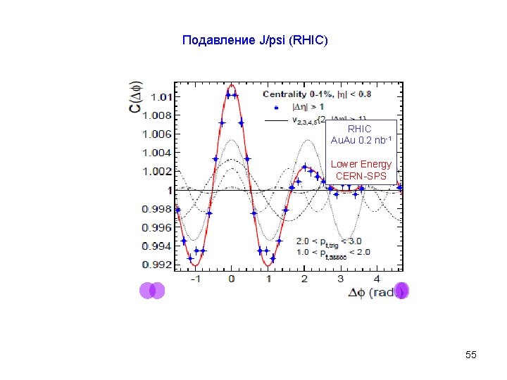 Подавление J/psi (RHIC) RHIC Au. Au 0. 2 nb-1 Lower Energy CERN-SPS 55 
