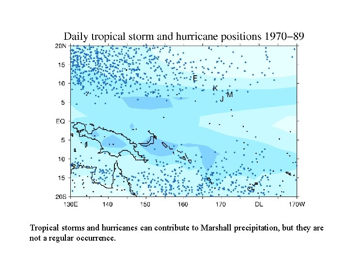 Tropical storms and hurricanes can contribute to Marshall precipitation, but they are not a