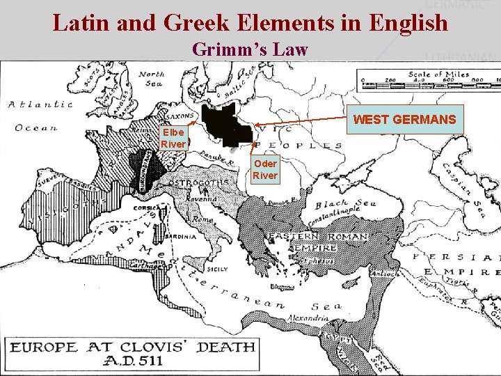 Latin and Greek Elements in English Grimm’s Law WEST GERMANS Elbe River Oder River
