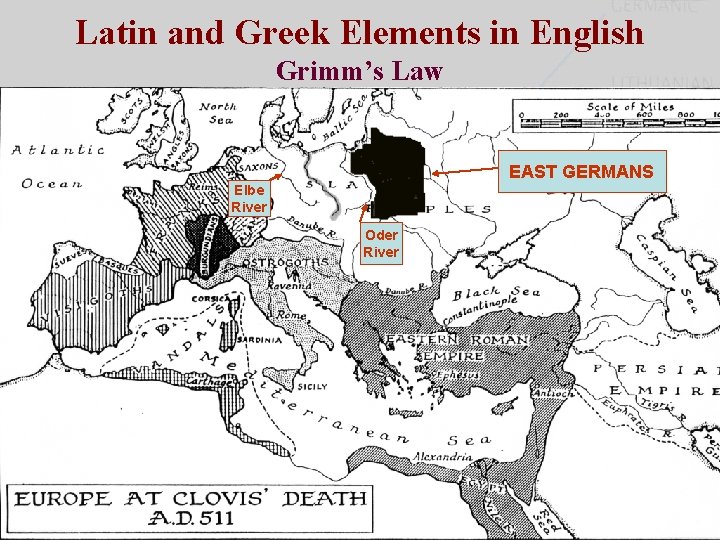 Latin and Greek Elements in English Grimm’s Law EAST GERMANS Elbe River Oder River